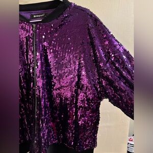 Allegra K Purple Sequin Jacket